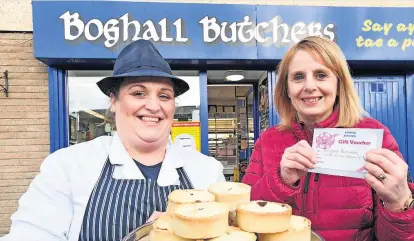  ?? ?? Well done to this week’s winner of the Butcher Boy competitio­n, Fiona Johnston from Bathgate.
Fiona is pictured with Mariesha Boyle from Boghall Butchers.
For your chance to win just look out for the Butcher Boy in this week’s paper.
