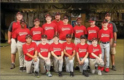  ?? JOHN BLAINE — FOR THE TRENTONIAN ?? The Lawrence Little League All-Stars are (front row l-r): Nabeel Hasan, Colm Corcoran, Patrick Maloney, J.T. Gorden, Ben Pawlak and Colin Pecht. (Back row l-r): Manager Sean Willever, Ellis Hood, Nate Duff, Ryan Willever, coach Frank Westfall, TJ...