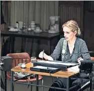  ??  ?? Nina Hoss appears as an actress recording a voiceover in Returning to Reims