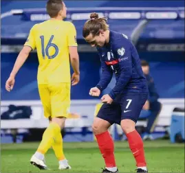  ?? (Photo AFP) ?? Buteur contre l’Ukraine, Antoine Griezmann jouera pour la première fois contre le Kazaksztan, demain soir.