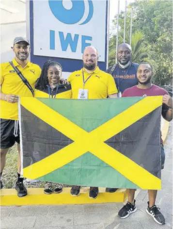  ??  ?? Jamaica’s small team to the Pan Am Weightlift­ing Championsh­ips in the Dominican Republic are (from left) James Daley, Sientje Henderson, Sean Rigsby (coach), Omarie Mears (back) and Jamaica Weightlift­ing Federation President Mark Broomfield.