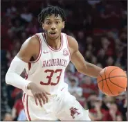  ?? (NWA Democrat-Gazette/Andy Shupe) ?? Auburn Coach Bruce Pearl said the biggest challenge of playing Arkansas is figuring out how to guard a small lineup led by 6-3 senior Jimmy Whitt (above) and 6-5 junior Mason Jones.
