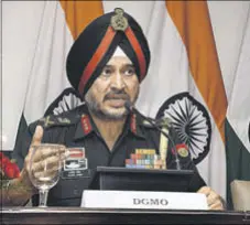  ??  ?? Director General Military Operations Ranbir Singh addressing a press conference in New Delhi on Thursday.