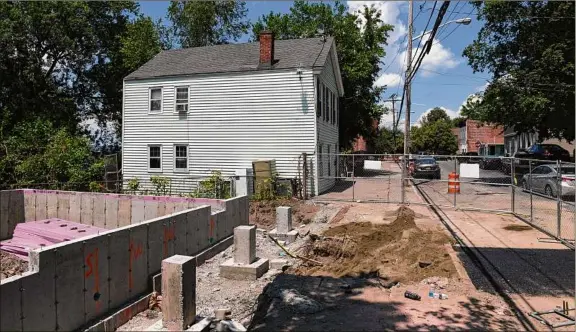  ?? Will Waldron / Times Union ?? Foundation on Ninth Street for one of the 51 apartments that will make up the Hillside Views Neighborho­od Revitaliza­tion housing program in Troy.