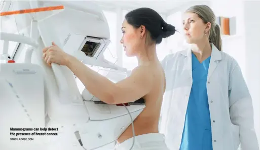  ?? STOCK.ADOBE.COM ?? Mammograms can help detect the presence of breast cancer.