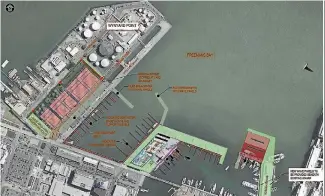  ?? SUPPLIED ?? The new America’s Cup bases plan agreed to for Auckland.