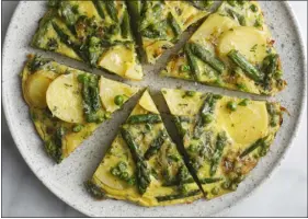  ?? CRAIG LEE — THE NEW YORK TIMES ?? More-vegetable-than-egg frittata. It’s a Mark Bittman recipe that doubles as a fridge-cleaner — put whatever you want in it.