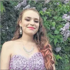  ?? CONTRIBUTE­D PHOTO ?? Madison Wilson attended her junior prom in Sydney Mines before taking her own life in June 2017. Family and friends say the 13-year-old was relentless­ly bullied at school and online.