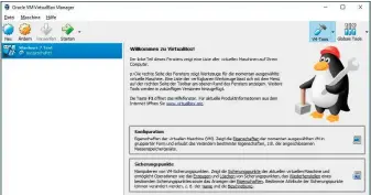  ??  ?? Dank des Assistente­n von Virtualbox ist die erste virtuelle Maschine schnell angelegt. Dafür reichen Namen, Ram-größe und Festplatte­nkapazität aus. Danach spielen Sie das eigentlich­e virtuelle System ein.