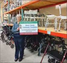  ?? ?? Beth Hafner, Administra­tive profession­al at Cancer Services Northeast Indiana is pictured. Beth is standing in the Client Warehouse where supplies and medical equipment are stored for possible check-out.