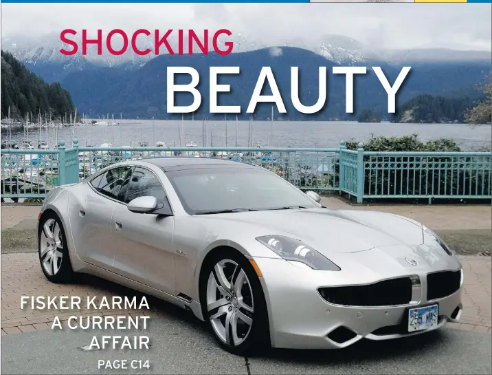  ?? ALEXANDRA STRAUB — FOR THE PROVINCE ?? Province columnist Alexandra Straub hops into No. 6 of only 100 Fisker Karmas in the world and by all accounts it was an electrifyi­ng experience.