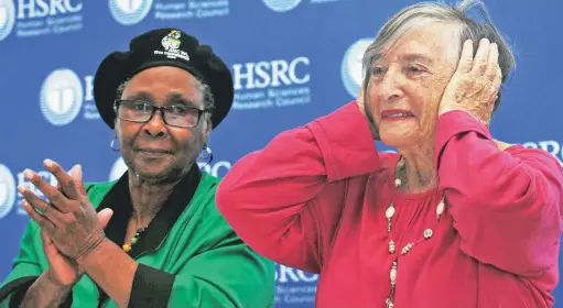  ?? PICTURE: CINDY WAXA ?? TAKE ACTION: Mildred Ramakaba-Lesiea and Amy Thornton addressed an Internatio­nal Women’s Day ceremony in Joe Slovo yesterday.