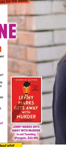  ?? ?? LENNY MARKS GETS AWAY WITH MURDER is out Tuesday (Penguin, $32.99)