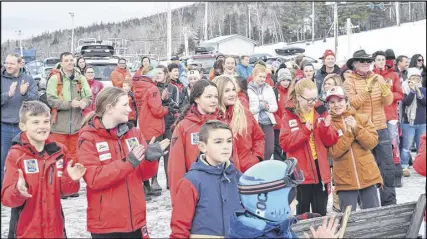  ?? FRAM DINSHAW/ TRURO NEWS ?? Young skiers and their families watch as their new clubhouse is formally opened at Ski Wentworth.