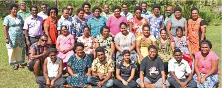  ?? Photo: Shratika Naidu ?? Transcend Oceania executive director Adi Vasu Levu (back-right) with participan­ts gathered for a group photo after the workshop at the Salvation Army Church hall in Labasa on May 22,2018.