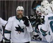  ?? BRUCE BENNETT — GETTY IMAGES ?? Joe Thornton could not find the right match before the trade deadline, so he remains with the Sharks. The Bruins were reportedly on his list of teams he was open to joining.