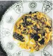  ??  ?? Polenta with Tuscan kale “is a nice alternativ­e if somebody can’t eat bread. It’s made with polenta so it’s gluten free,” writes Emiko Davies.