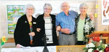  ?? ?? At a service at Drouin Uniting Church are (from left): co-ordinator Jean Thorpe, speakers Mavis Sampson, Trevor Sampson and Maire Finlay.