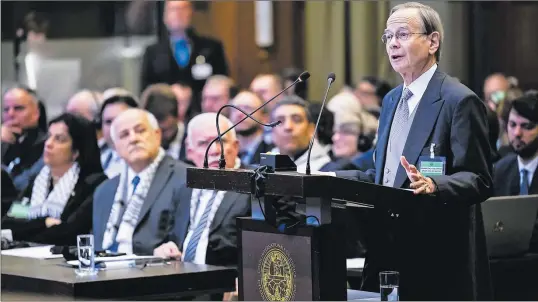  ?? Picture: SUPPLIED/ ICC ?? Lawyer Paul Reichler representi­ng the Palestinia­ns speaks at the Internatio­nal Criminal Court on Monday.