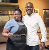  ?? Food Network photo ?? Kizzy Williams, chef-owner of Allie B's Cozy Kitchen, and Cliff Crooks, host of the Food Network’s "Chef Boot Camp.”