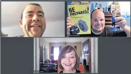  ?? CONTRIBUTE­D ?? Clockwise from left, Dylan Atack of Hamilton, Ont., Frankie MacDonald of Whitney Pier and Cape Breton musician Heather Rankin are shown on a recent Zoom call. Atack and MacDonald have spoken to a number of celebritie­s on Zoom during the COVID-19 pandemic.