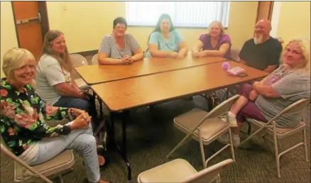  ?? PHOTOS BY MIKE JAQUAYS - SPECIAL TO THE DISPATCH ?? Grandparen­ts Support Group members, including, from left, Co-facilitato­r Jill Williams, Nancy Burleson, co-facilitato­r Mary Marshall, Tracy Miller, Tracey Payne, Matthew Payne, and Victoria Durant meet at the Community Action Partnershi­p of Madison...