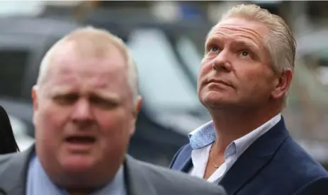  ?? STEVE RUSSELL/TORONTO STAR FILE PHOTO ?? Rob Ford and brother Doug have shown Toronto where the trainwreck politics of showbiz get you: years of distractio­n and outrage, writes Edward Keenan.