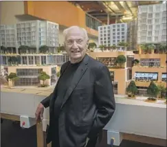  ?? Claire Hannah Collins Los Angeles Times ?? FRANK GEHRY, at his office in Los Angeles, says his designs for the Grand Avenue Project will stand out from other downtown developmen­ts.