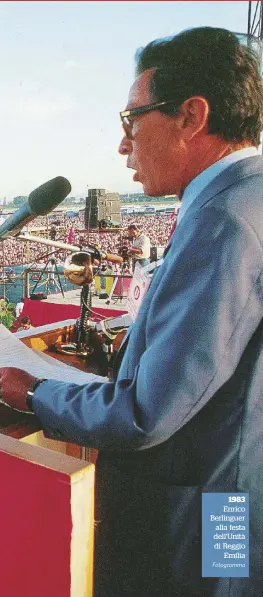  ?? Fotogramma ?? 1983 Enrico Berlinguer alla festa dell’Unità di Reggio Emilia