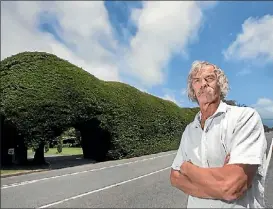  ?? KEVIN STENT/FAIRFAX NZ ?? Vince Osborne on Te Moana Rd, Waikanae, in front of his macrocarpa hedge.