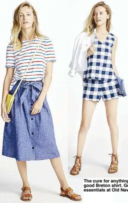  ??  ?? The cure for anything is saltwater — or a really good Breton shirt. Get your summer vacation essentials at Old Navy.