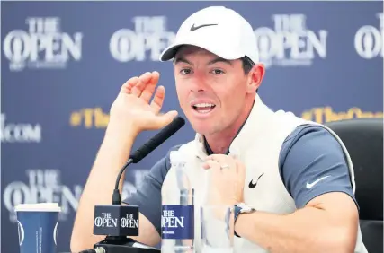  ?? Picture: Jane Barlow/PA ?? Rory McIlroy at a press conference at Carnoustie yesterday