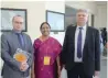  ?? ?? Prof Meeta Narain, Centre of Russian Studies, JNU, with (right) Oleg Osipov, Director, Russian House and Counsellor, Embassy of the Russian Federation, (left) Alexander Dodonov, Head, Russian Language Educationa­l Centre.