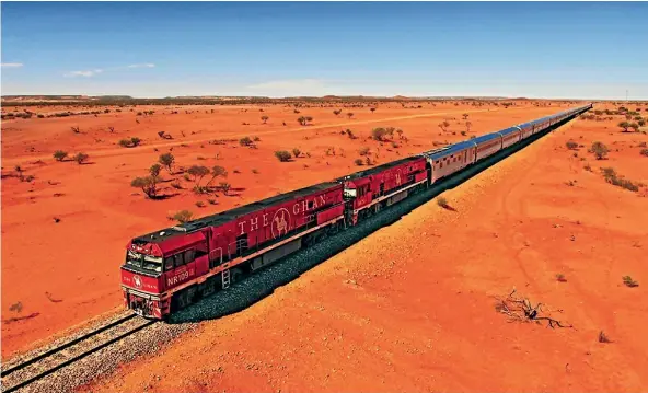  ??  ?? The Ghan makes a historic 2949-kilometre journey through central Australia.
