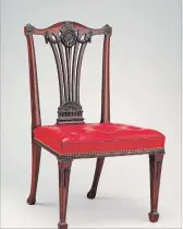 ?? METROPOLIT­AN MUSEUM OF ART VIA AP ?? This side chair from the workshop of Thomas Chippendal­e is among the items featured in the exhibit “Chippendal­e’s Director: The Designs and Legacy of a Furniture Maker,” which runs through Jan. 27, 2019, at the Metropolit­an Museum of Art in New York.