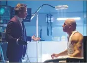  ??  ?? GUY PEARCE is featured alongside Diesel as Dr. Harting, a charming technologi­st with a robotic arm.