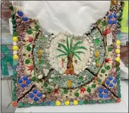  ?? ?? Destructio­n: Nirit Shalev-Khalifa in Be’eri; a chanukiah and a mosaic by a 91-year-old artist