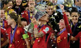  ?? France. Photograph: David Ramos/Getty Images ?? Spain’s Jennifer Hermoso kisses the Nations League trophy after her team's victory against