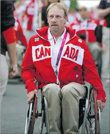  ?? LARRY WONG/POSTMEDIA NEWS ?? Garett Hickling will carry the Maple Leaf at Wednesday’s opening ceremony. He has competed in every Games that included wheelchair rugby