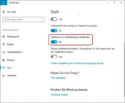  ??  ?? Auf Wunsch können Sie das Startmenü von Windows 10 auf Vollbildgr­öße bringen und auf diese Weise das alte Windows-8-feeling wiederhers­tellen.