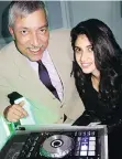  ??  ?? Impresario Kamal Sharma greets Bollywood film singing star Shivangi Bhayana, who he first staged at age seven in her native Burnaby.