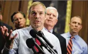  ?? MANUEL BALCE CENETA / AP ?? Rep. Jim Jordan, R-Ohio, co-founded the House Freedom Caucus, a hard-line faction of about three dozen conservati­ve lawmakers that could play a kingmaker role in any leadership race to come.