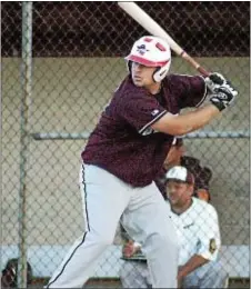  ?? Photo by Steve Sherman ?? Falls Legion batter takes his swings for Post 834 in a recent win for the Dirtbags over the Bombers June 12 at Northampto­n.