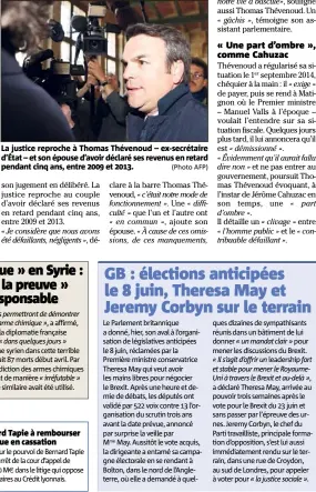  ??  ?? La justice reproche à Thomas Thévenoud – ex-secrétaire d’État – et son épouse d’avoir déclaré ses revenus en retard pendant cinq ans, entre  et . (Photo AFP)