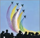  ?? ZHANG WEI / CHINA DAILY ?? J-10 aerobatic fighter jets of the People’s Liberation Army Air Force perform at the China Internatio­nal Aviation and Aerospace Exhibition in Zhuhai, Guangdong province, on Tuesday.