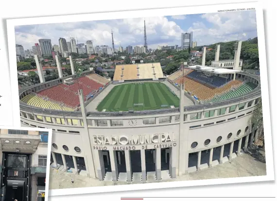  ?? / ESTADÃO – 6/10/2016 MÁRCIO FERNANDES ?? 1 Estádio Municipal do Pacaembu A tipografia das palavras ‘Estadio Municipal’ é caracterís­tica do art déco: geométrica, sem serifa e, ao mesmo tempo, verticaliz­ada. Construção foi entre 1936 e 1940.