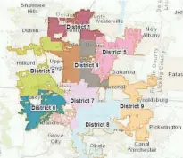  ?? COUNCIL RESIDENTIA­L DISTRICTIN­G COMMISSION ?? Here is the final Columbus City Council District base map selected from multiple options presented by the Council Residentia­l Districtin­g Commission and approved by city council on Dec. 13.