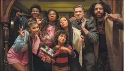  ?? STARZ ?? The cast and crew of “Blindspott­ing” includes creators and Oakland natives Rafael Casal, top second from right, and Daveed Diggs, top right.