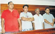  ??  ?? IN TRANSIT: Baktash Akasha Abdalla, Vijaygiri Goswami, Gulam Hussein and Ibrahim Akasha at the Mombasa High Court, which might rule that they be extradited to the US