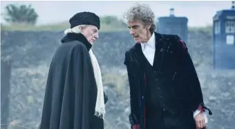  ??  ?? In this undated handout photo, actors David Bradley and Peter Capaldi in a scene from the Christmas episode of the show ‘Doctor Who’. The global success of the venerable sci-fi series means that fans around the world will also tune in Saturday to watch...